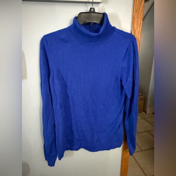 Worthington Royal Blue Turtlneck Pullover Ribbed Sweater Women's L Vintage - Picture 1 of 5